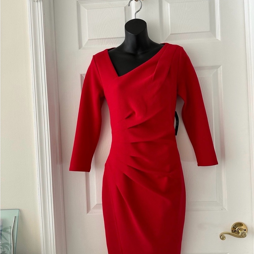 NWT New York & Company Vibrant Red Long Sleeve Dress